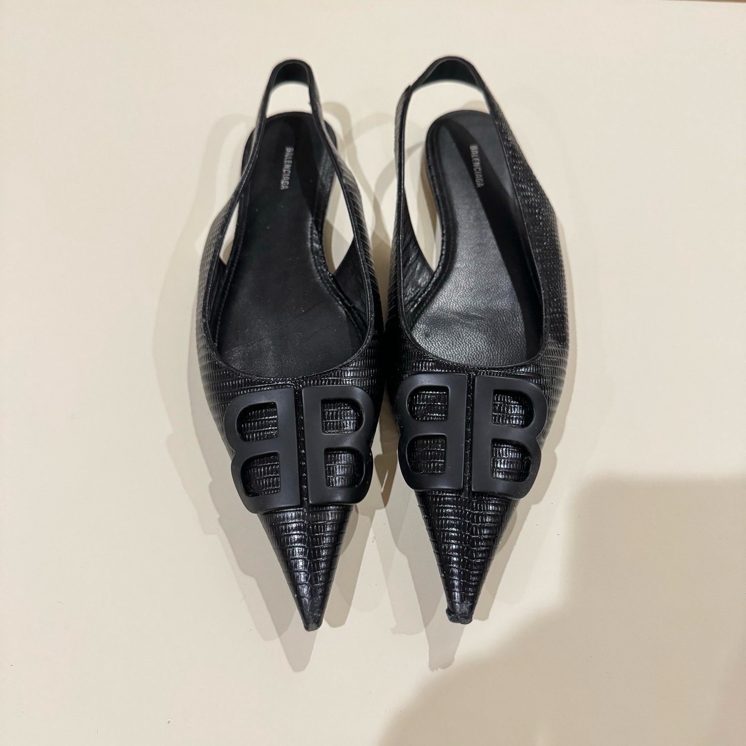 【関税負担】 BALENCIAGA SLING BACK FLAT SHOES BALENCIAGA SLINGBACK FLAT BB BLACK - Garde Robe Italy