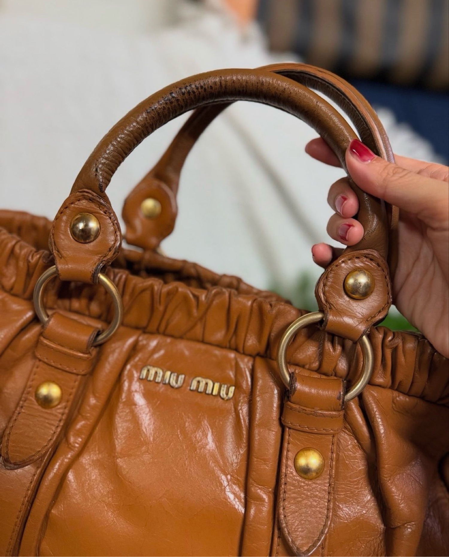 Miu Miu Vitello Lux Brown Top-handle bag - RE.LOVED