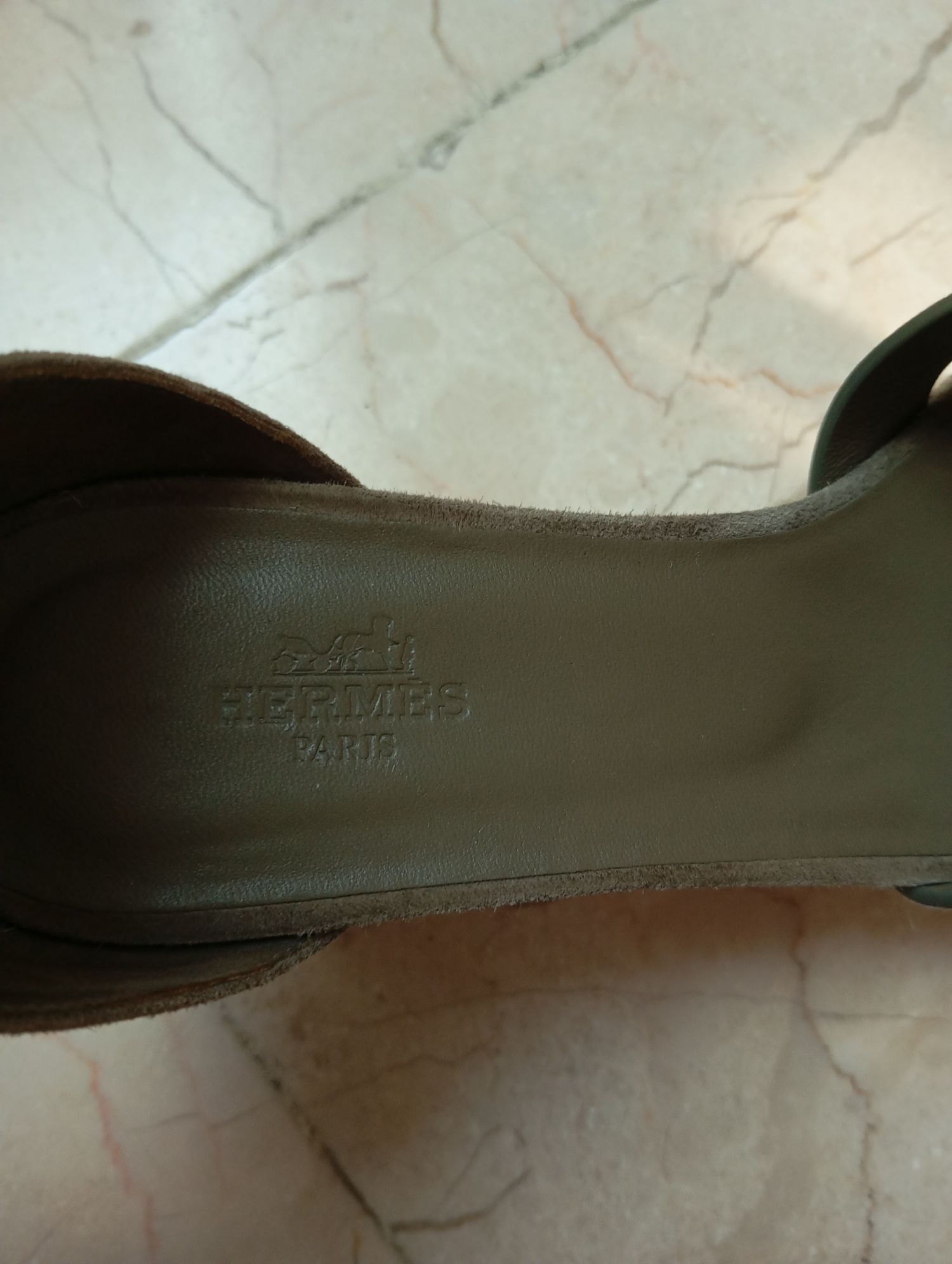 【大人グリーンで魅せる】HERMES Espadrillas HERMES Suede Goatskin Elda Espadrille Wedge Sandals 37 Vert