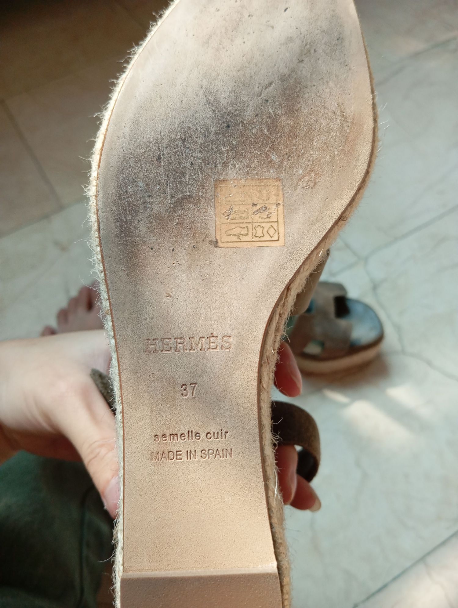 Hermes Elda Espadrille Green High heels - RE.LOVED