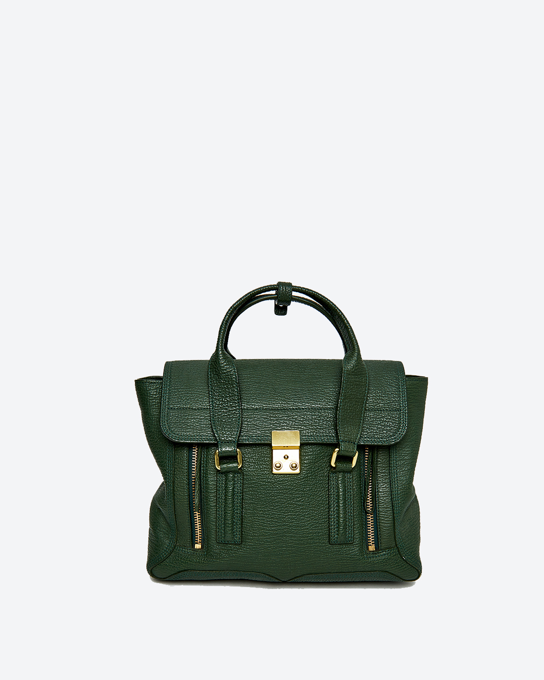 3.1 Philip Lim Pashli Green leather with gold tone hardware