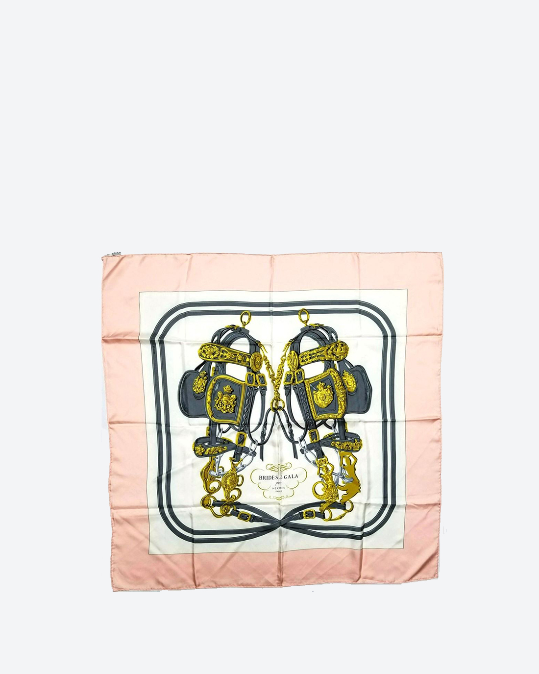 Hermes Carré Brides de Gala pink edging scarf