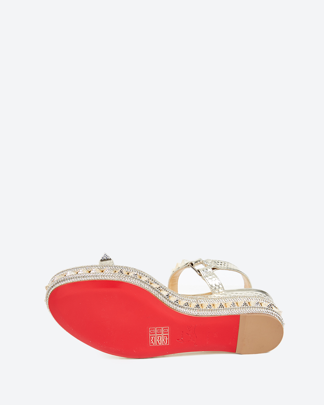 Christian Louboutin Pyraclou Spiked Wedge Red Sole Sandal