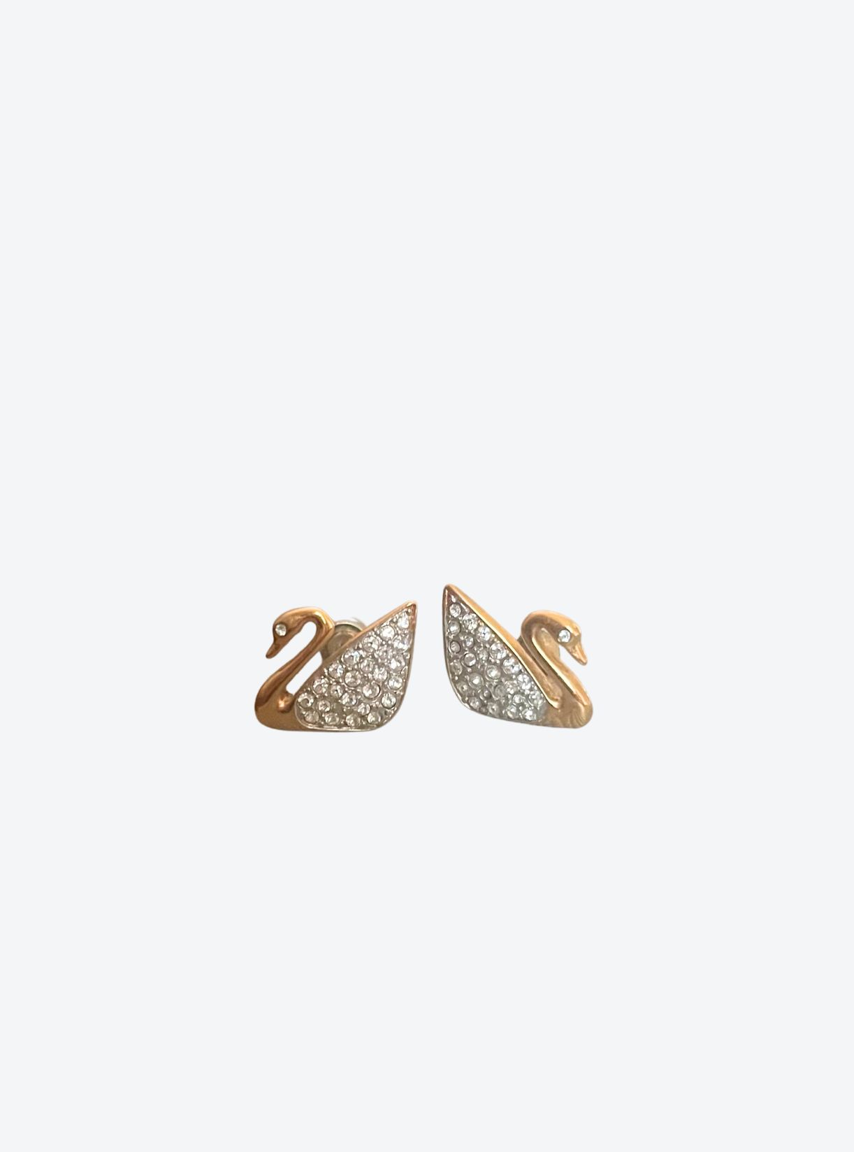 Swarovski Gold Tone Crystal Swan Stud Single Earring