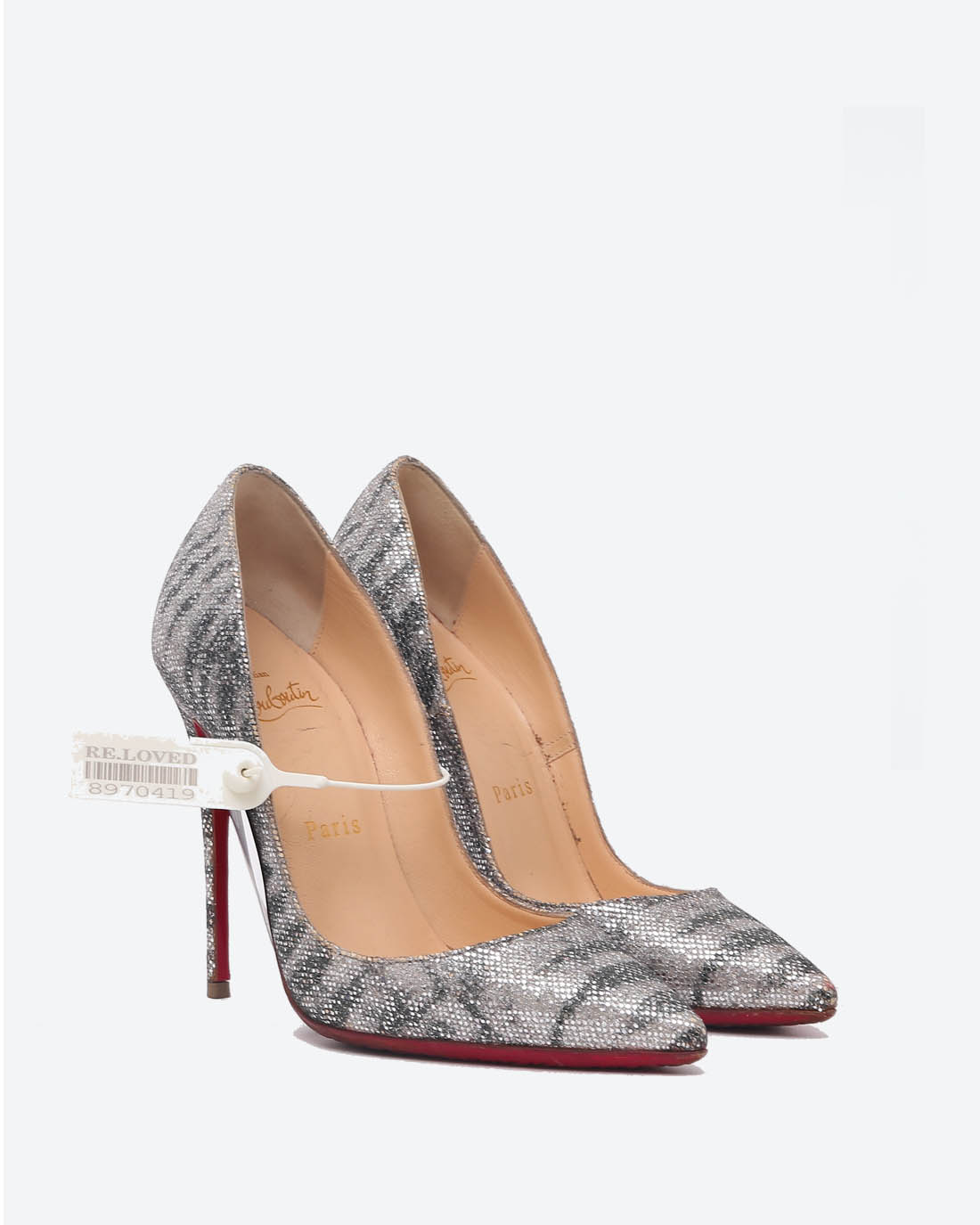 Christian Louboutin Silver Glitter Heels 35